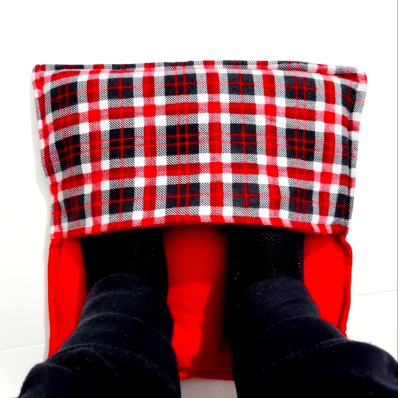 Rice-flax seed therapeutic heating-cooling foot/hand warmer, rice bag, Plaid - Picture 1 of 3